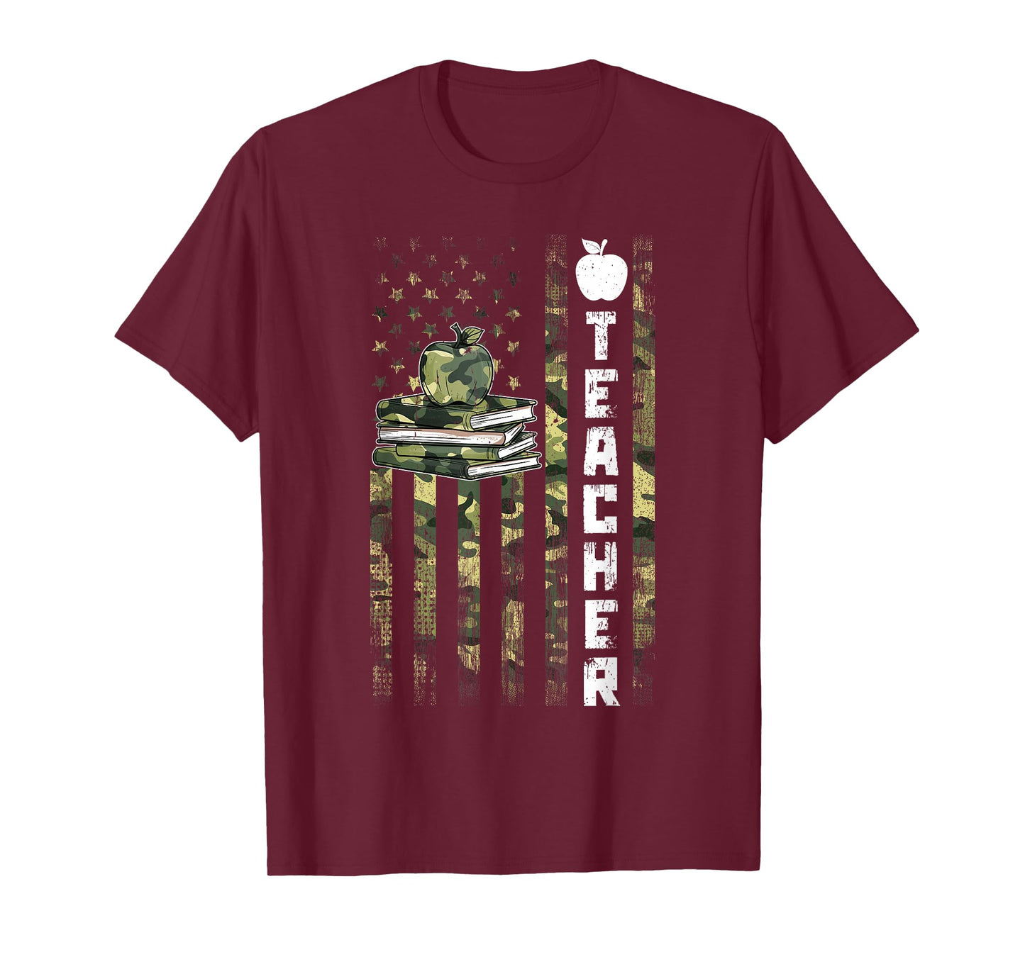 Retro Vintage Teacher Camouflage American Flag 4th Of July T-Shirt