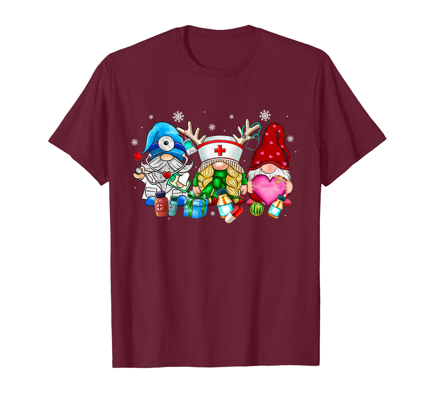 Cute Gnomes Nurse Christmas Scrub Top Nurses Women Pajamas T-Shirt