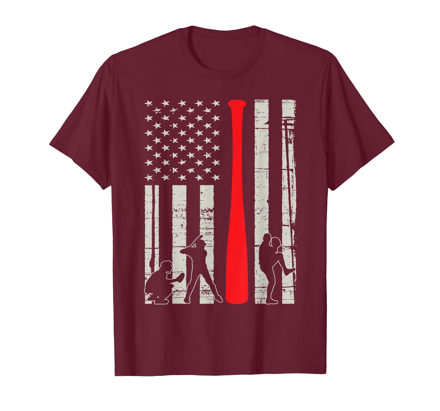 Baseball Bat American Flag T-Shirt