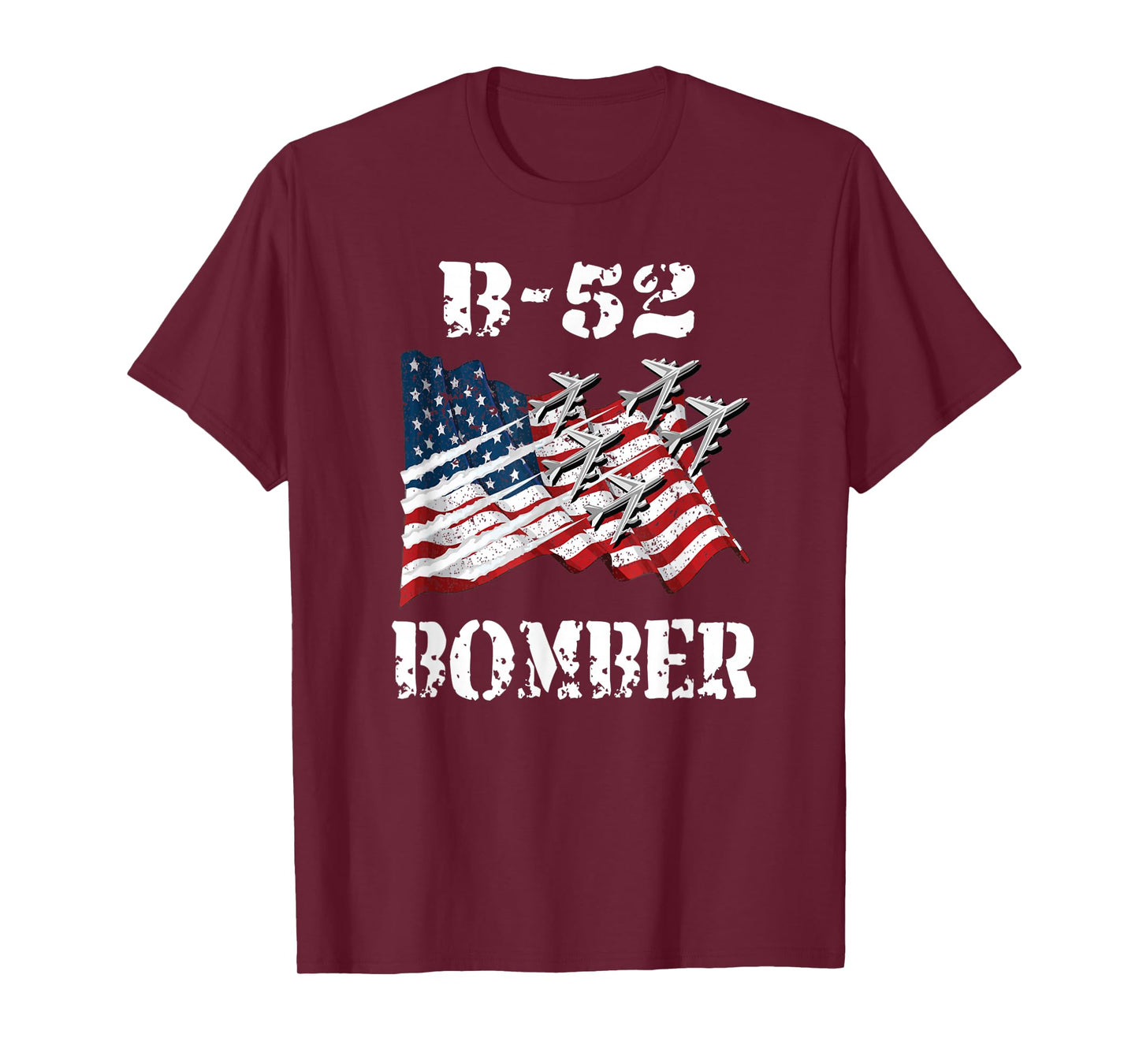 Cool USAF B52 Bomber Stratofortress Fighter Jet Flag Plane T-Shirt