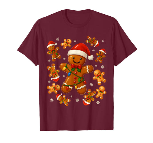 Cute Gingerbread Snowflake Christmas Xmas Kids Boys Girls T-Shirt