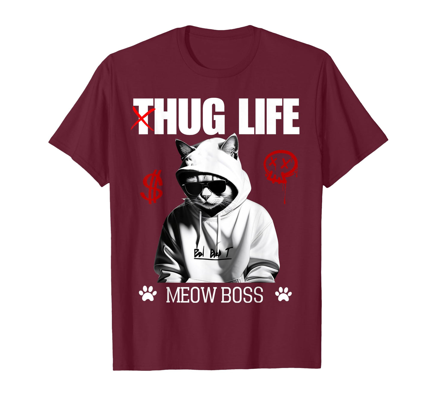 Cute Cat Hug Life Funny Thug Gangster Hiphop Kitten Lovers T-Shirt for Men Women