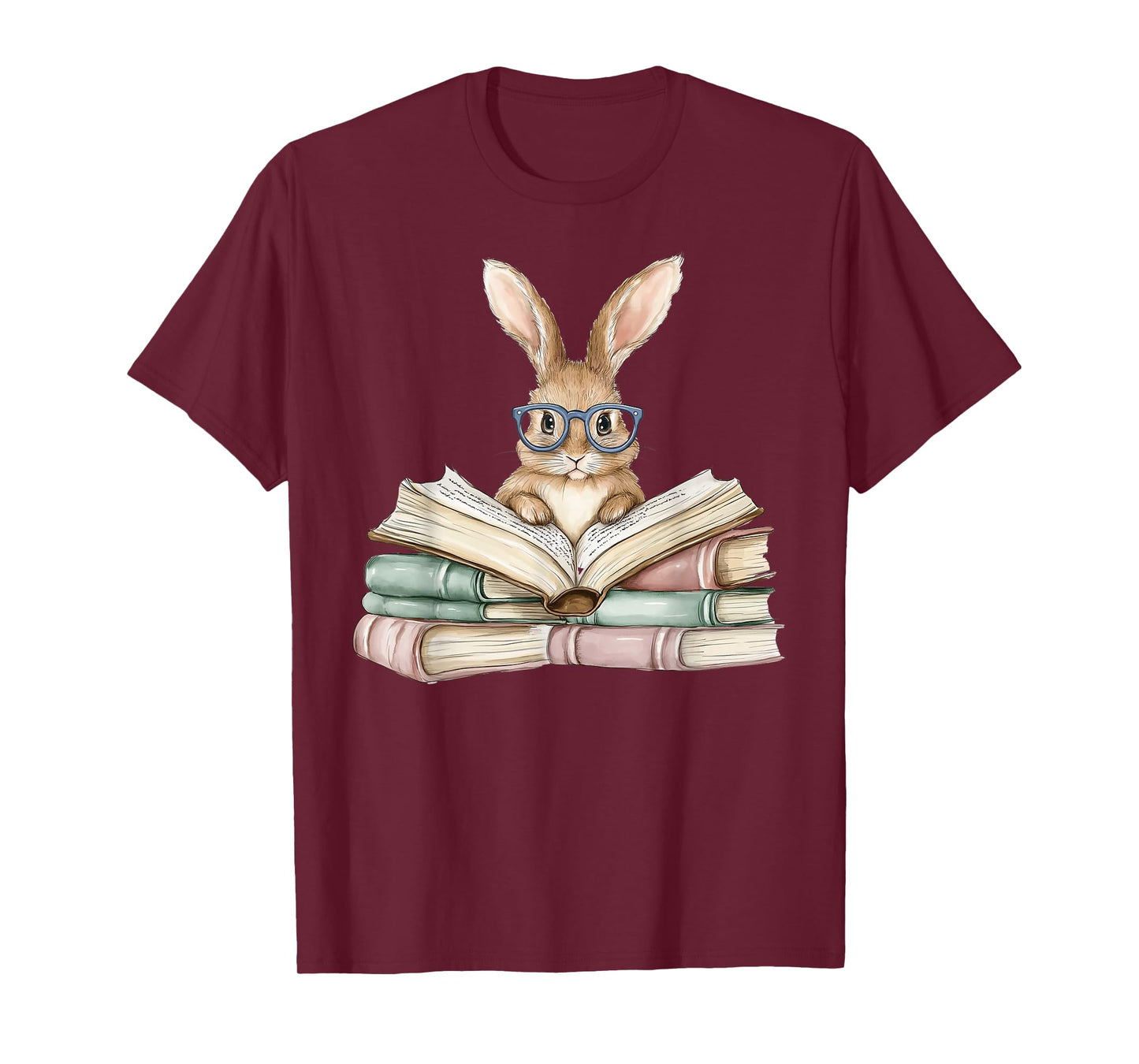 Cute Reading Bunny Glasses Books Bookworm Reader Teacher T-Shirt