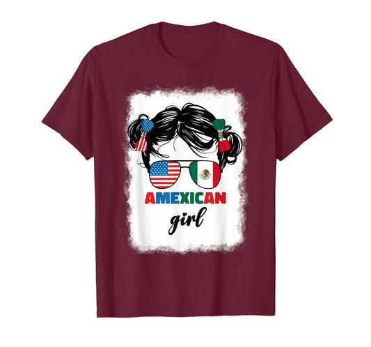 Half Mexican And American Mexico America Usa Flag Kids Girls T-Shirt