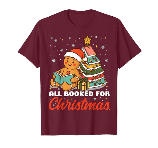 All Booked for Christmas Gingerbread Christmas Tree Book Kid T-Shirt