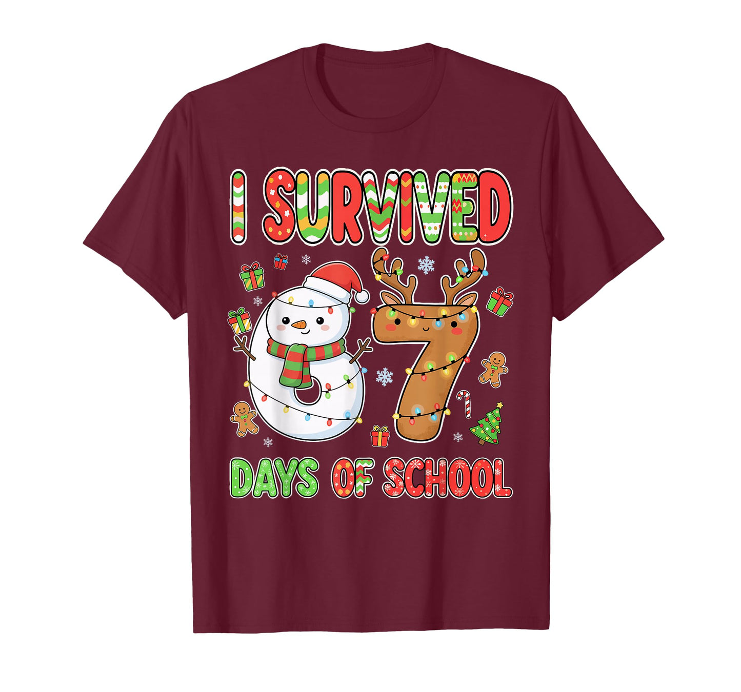 I Survived 67 Days of School Christmas Meme Funny Six Seven T-Shirt