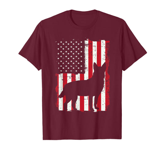 American Flag USA Australian Cattle Dog Blue Red Heeler Gift T-Shirt