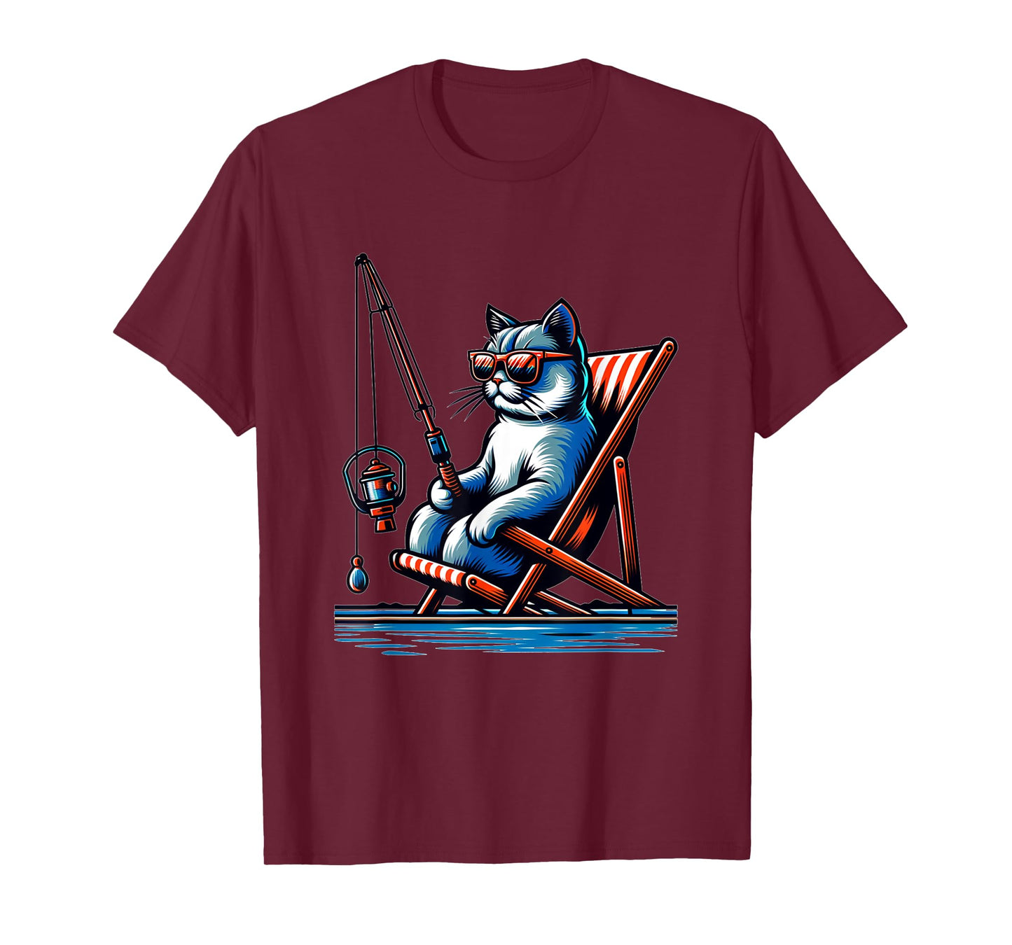 Cool Cat Things Funny Fishing Cat T-Shirt, Black, Small