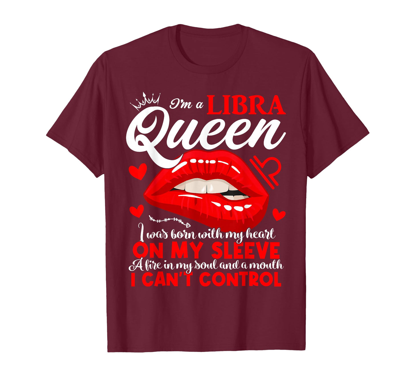 Libra Queen September October Birthday Libra Zodiac Sign Lip T-Shirt
