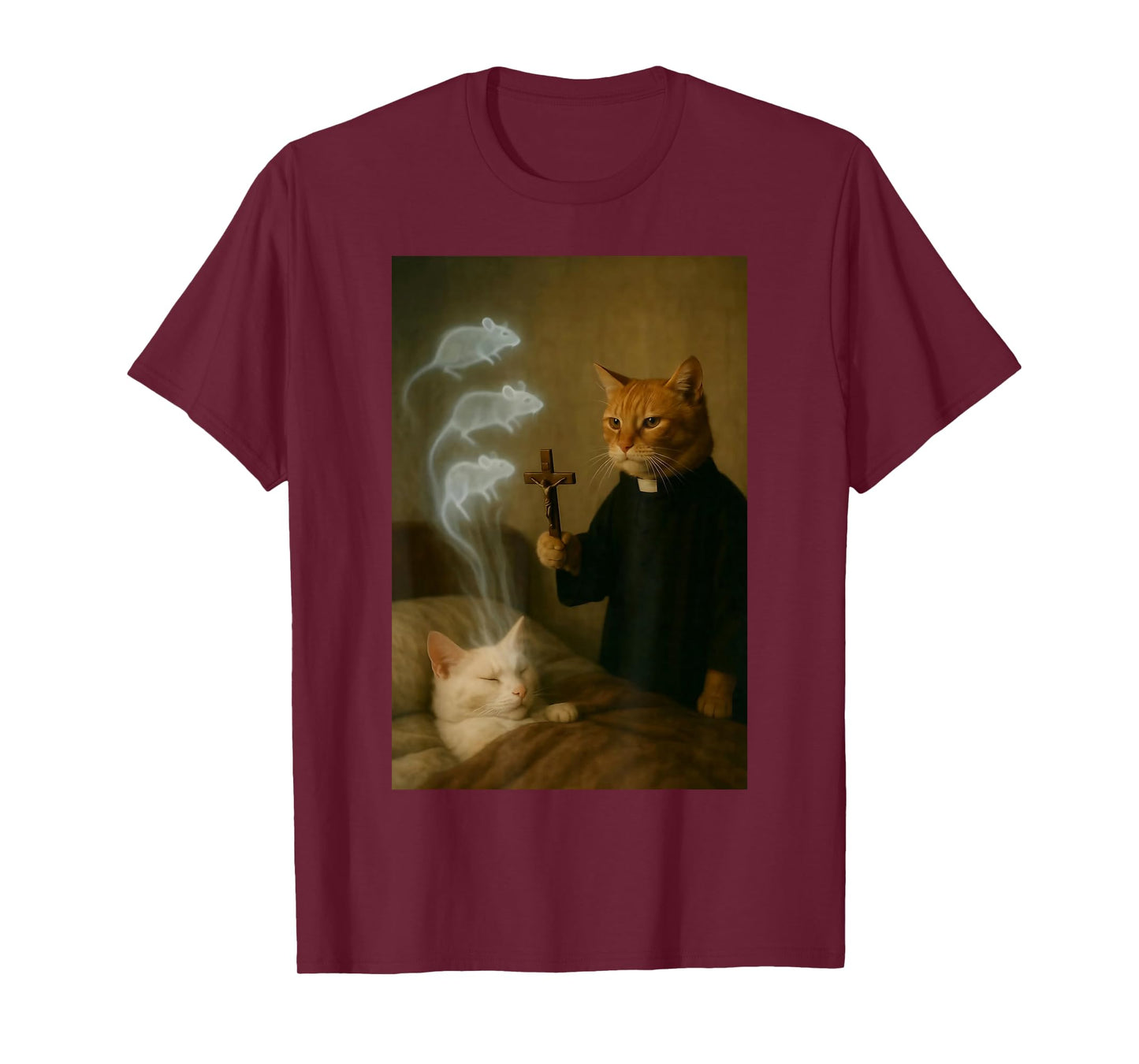 Mage Cat Meme Cat Exorcism Mouse Funny Fantasy Humor T-Shirt