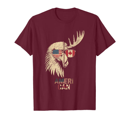 Ameri Can USEH Canadian American USA Flag Canada 4th of July T-Shirt