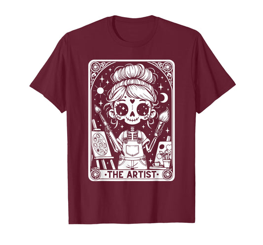 Artist Tarot Card Skeleton Painter Art Teacher Witchy T-Shirt
