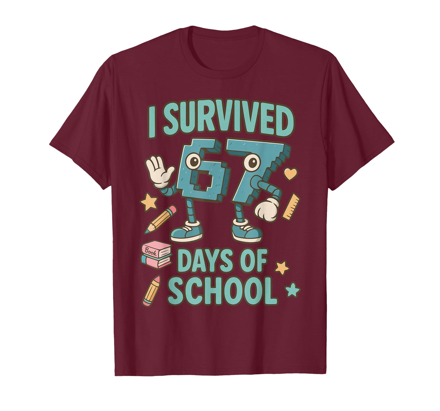 Kids 6-7 Meme I Survived 67 Days of School T-Shirt