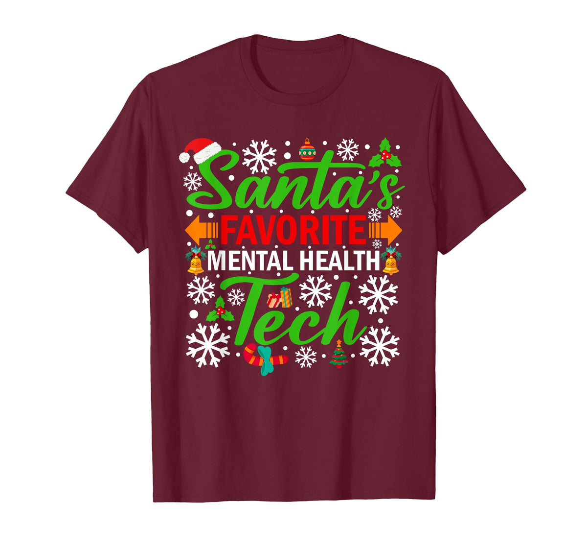 Santa's Favorite Mental Health Tech Shirt Funny Christmas T-Shirt