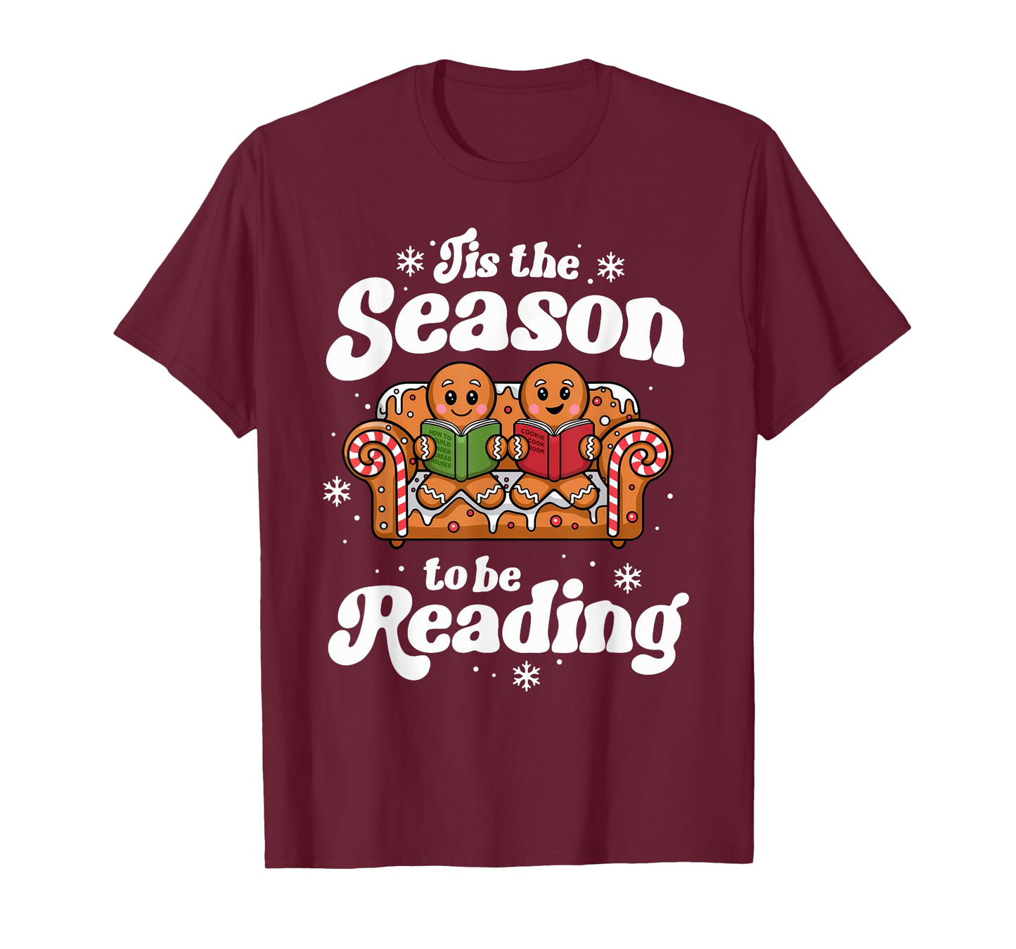 Christmas Book Lover Gingerbread Library Reading Bookaholic T-Shirt