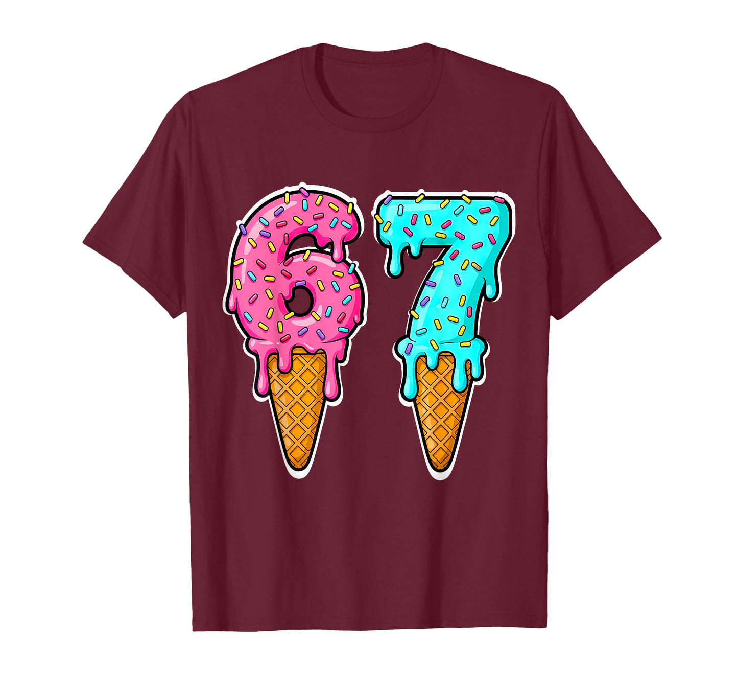 Six Seven Ice Cream Drip Gen Alpha Slang 6 7 Trending Meme T-Shirt