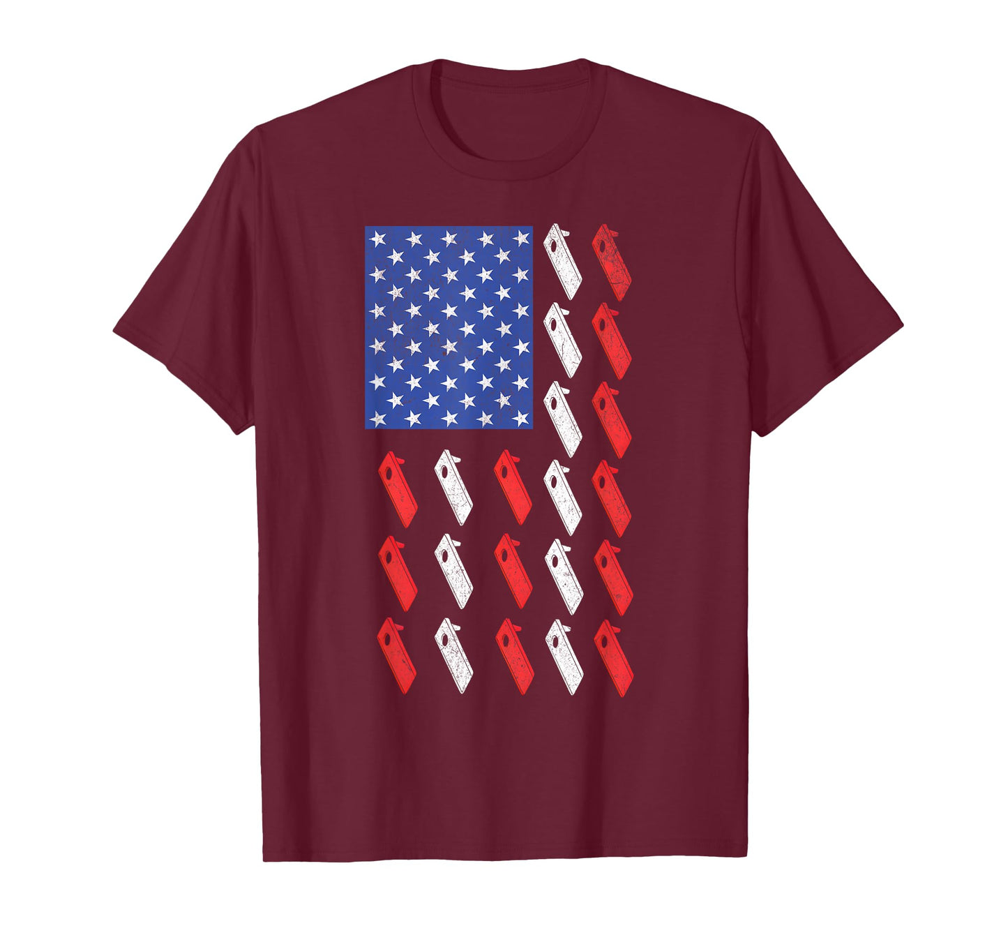 Cornhole Player Toss Bean Bag Game Men Women American Flag T-Shirt