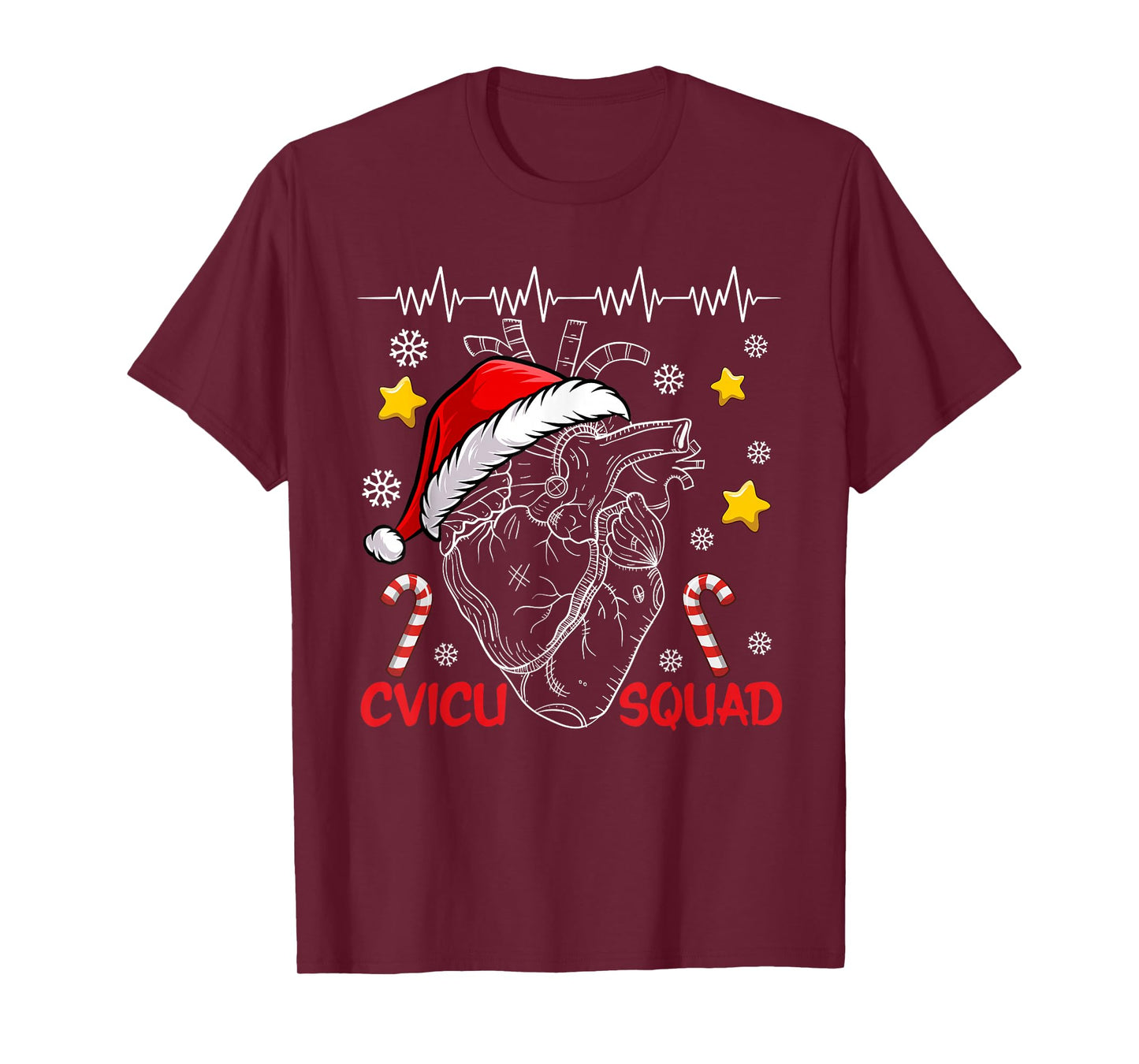 Anatomical Heart CVICU Squad Cardiac Nurse Life Christmas T-Shirt