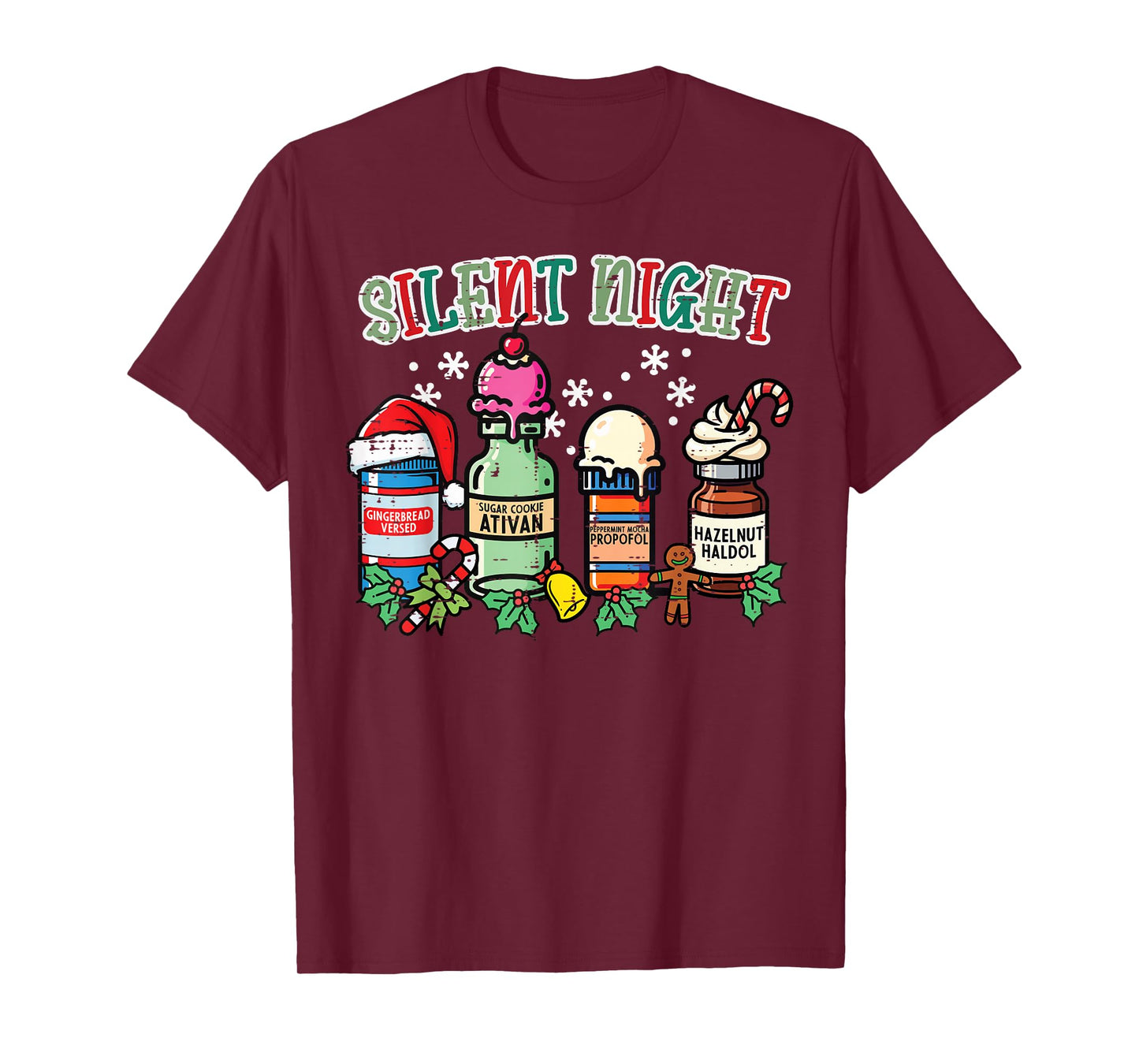 Christmas Nurse Silent Night Propofol Xmas Scrub Top Women T-Shirt