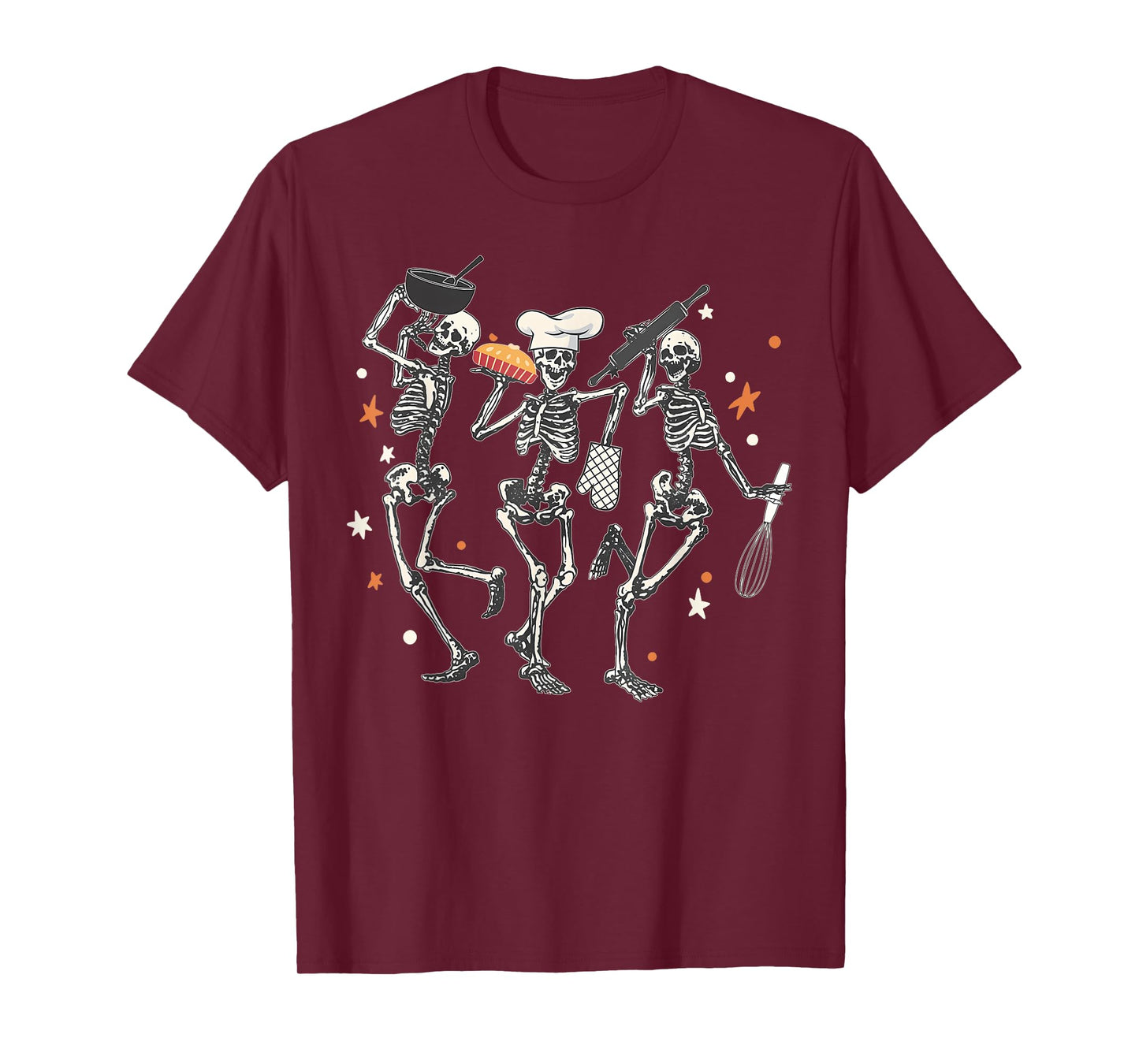 Chef Dancing Skeletons Baking Halloween Cookie Baker T-Shirt
