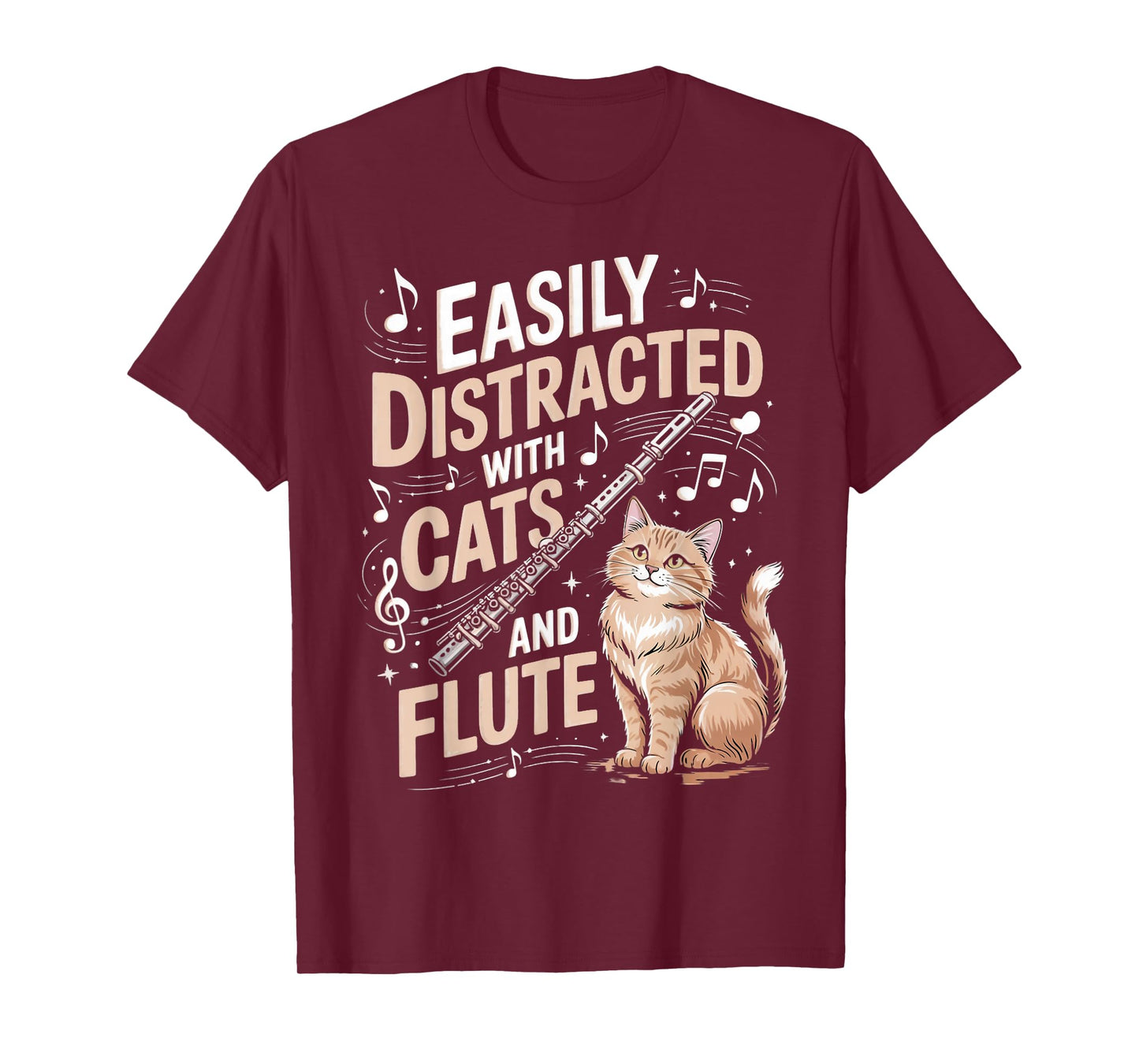 Cats And Flute Marching Band Musician Flutist Flute Player T-Shirt