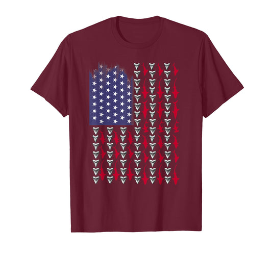 Sharks and Shark Teeth American Flag T-Shirt