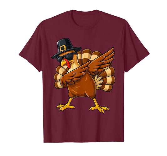Dabbing Turkey Thanksgiving Day Boys Toddler Kids Funny Dab T-Shirt