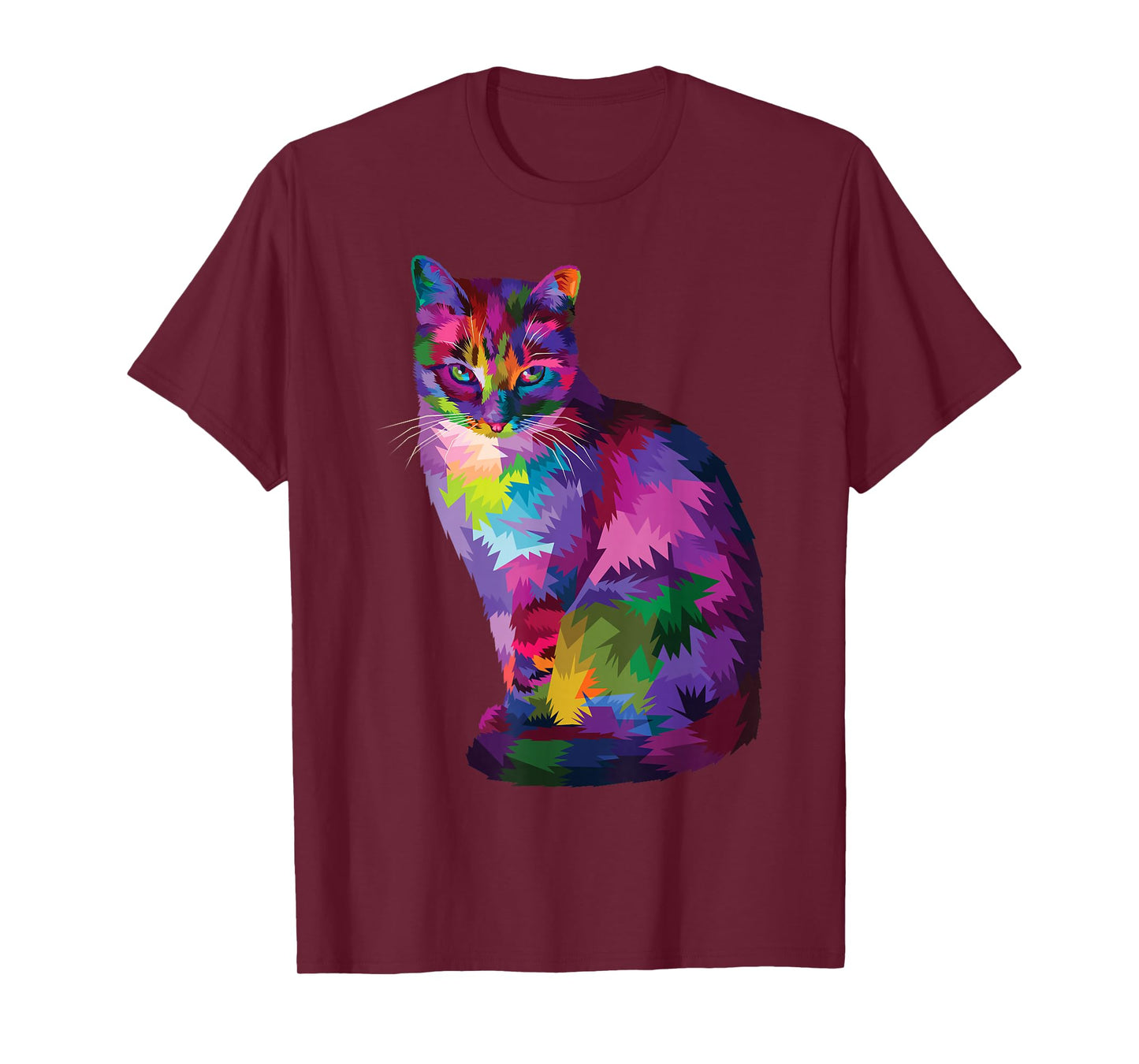 Rainbow Tabby Cat Vibrant Feline Spectrum Kitty Portrait T-Shirt