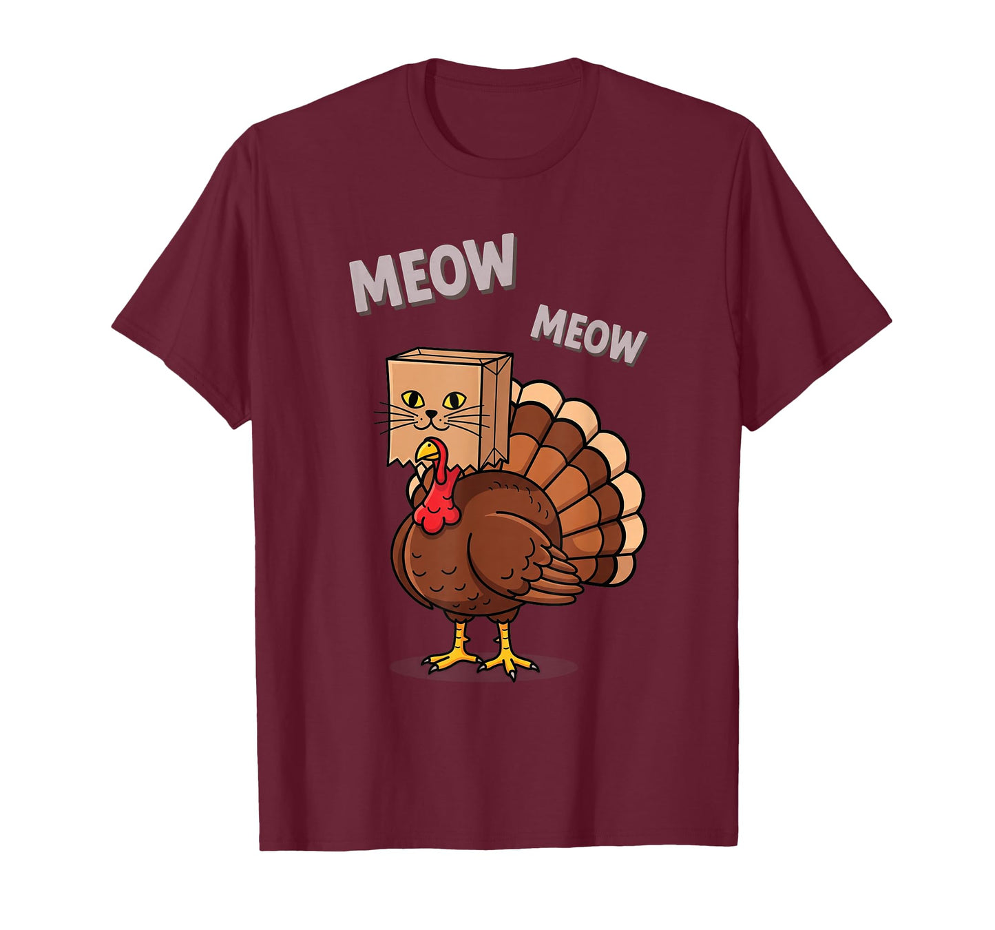 Thanksgiving Turkey Cat Meow Funny Men Women Thanksgiving T-Shirt