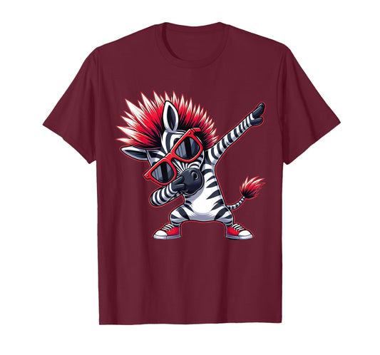 Funny Dabbing Zebra With Sunglasses Cool Animal Funny Zebra T-Shirt