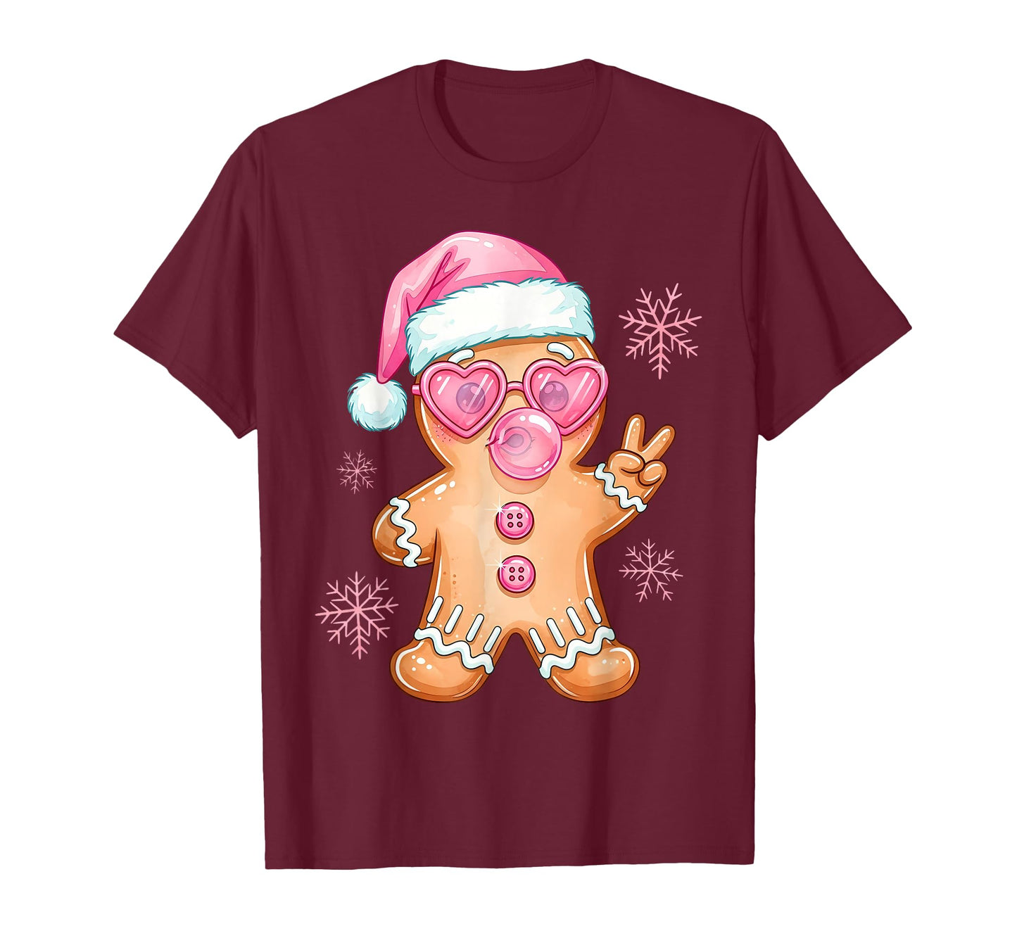 Cool Gingerbread Girl Christmas Bubblegum T-Shirt