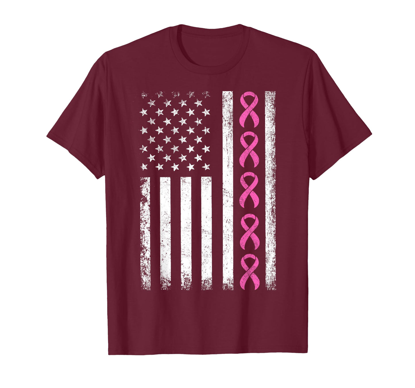 Breast Cancer Shirts American Flag Breast Cancer Awareness T-Shirt