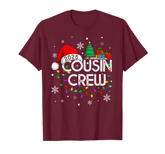 Cousin Crew 2025 Christmas Family Men Women Kids Xmas Lights T-Shirt