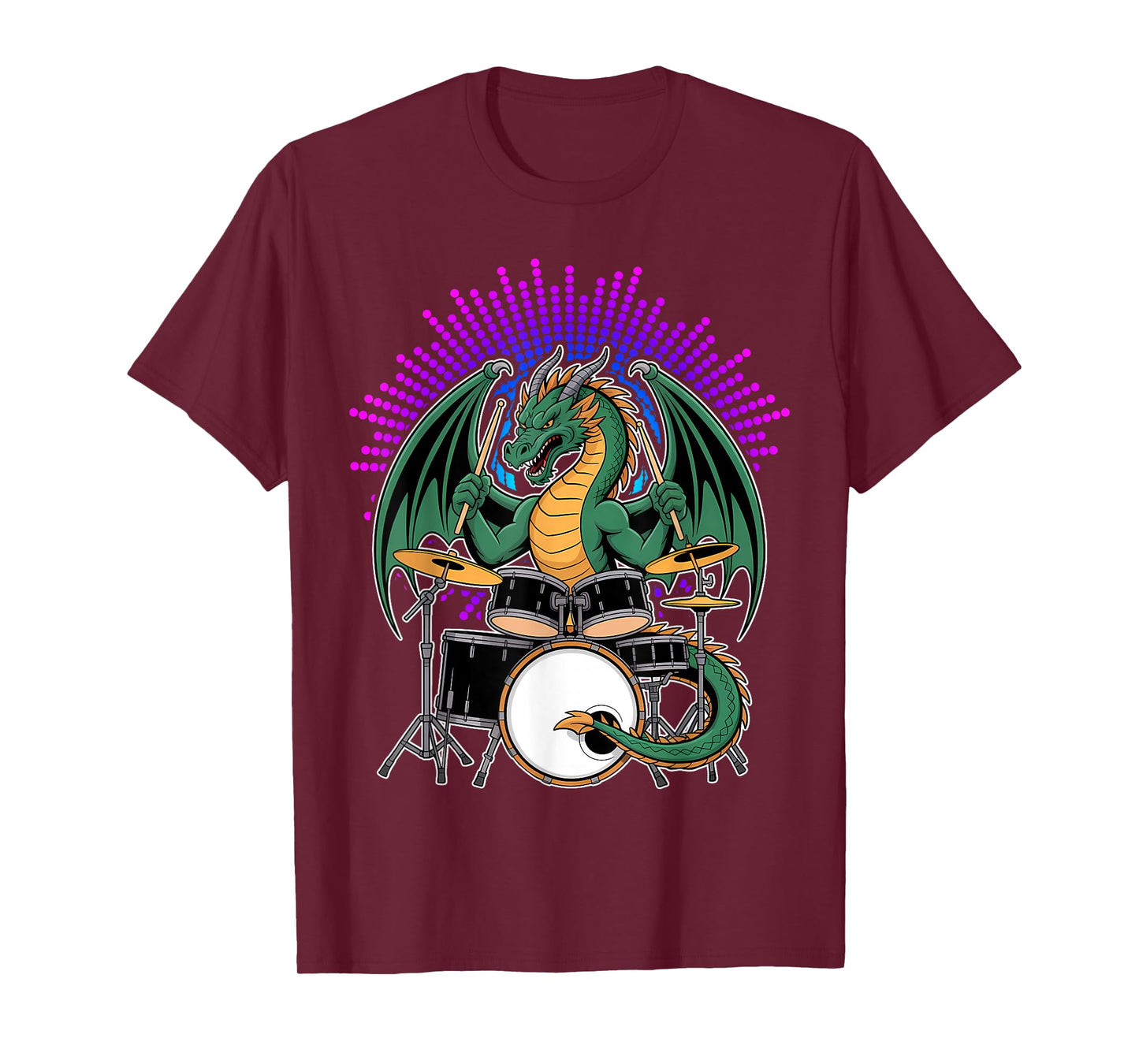 Dragon Playing Drums Cool Animal Funny Drummer Rock Musician T-Shirt
