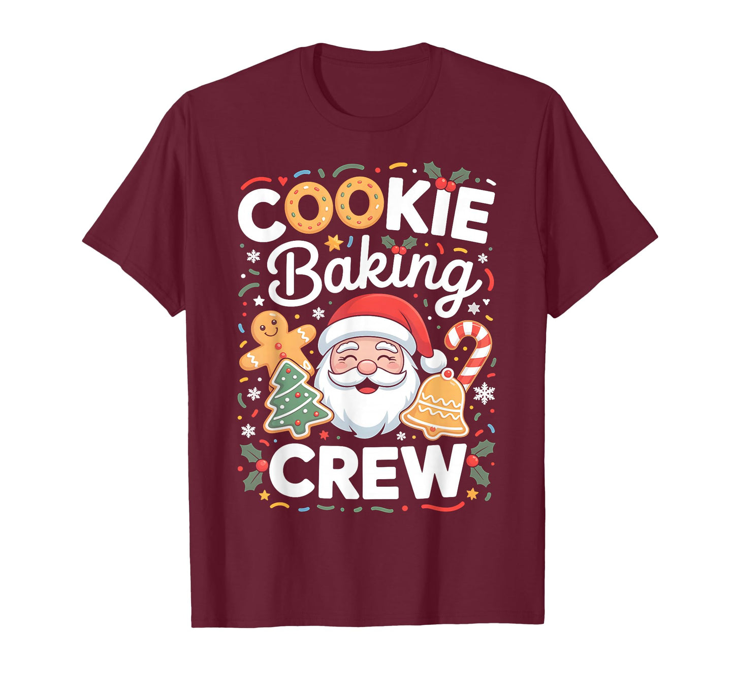 Cookie Baking Crew Funny Christmas Santa Gingerbread Tee T-Shirt