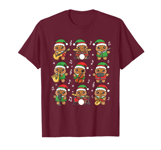 Christmas Music Teacher Gingerbread Playing Musical Xmas T-Shirt