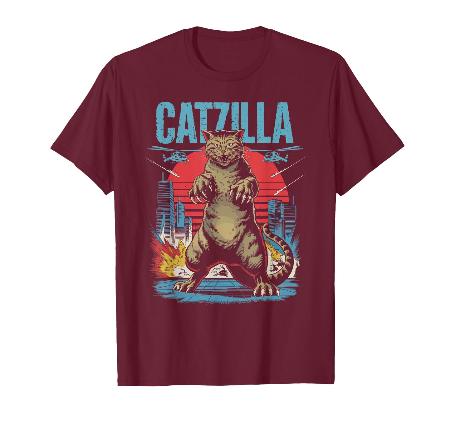 Catzilla Cat Funny Kitten Lover Japanese Art Men Women T-Shirt