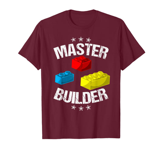 Cool Master Builder Funny Building Blocks Gift Men Women Short Sleeve T-Shirt
