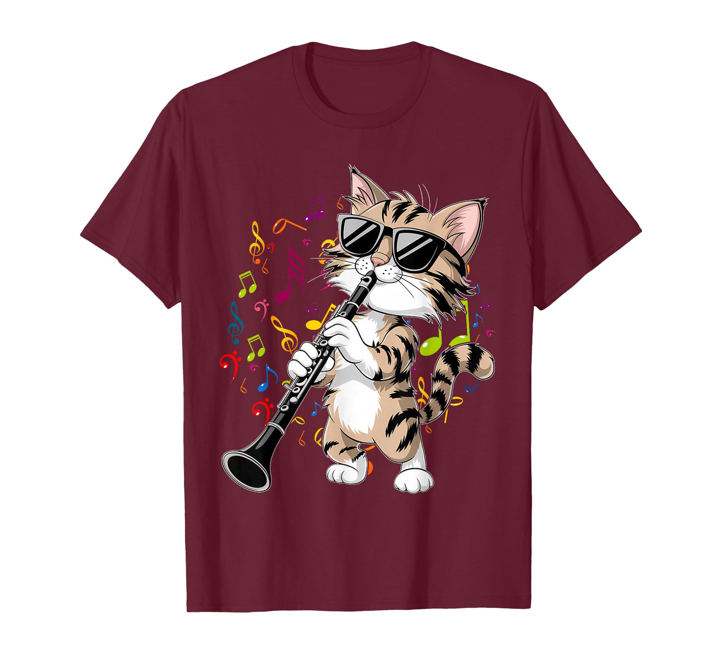 Funny Cat Wearing Sunglasses Playing Clarinet T-Shirt