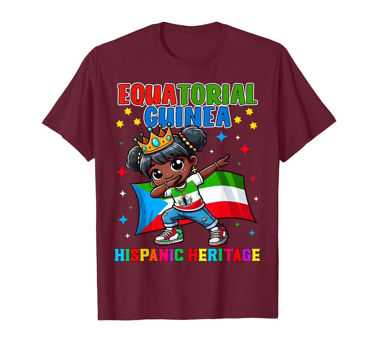 Equatorial Guinea Dabbing Girl Hispanic Heritage Celebration T-Shirt