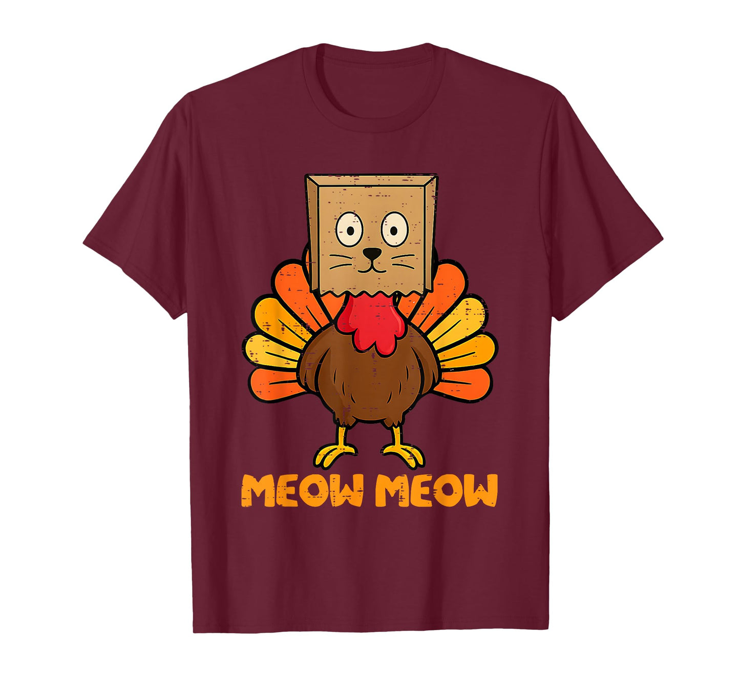 Turkey Cat Meow Funny Thanksgiving Men Women Boy Girl Kids T-Shirt