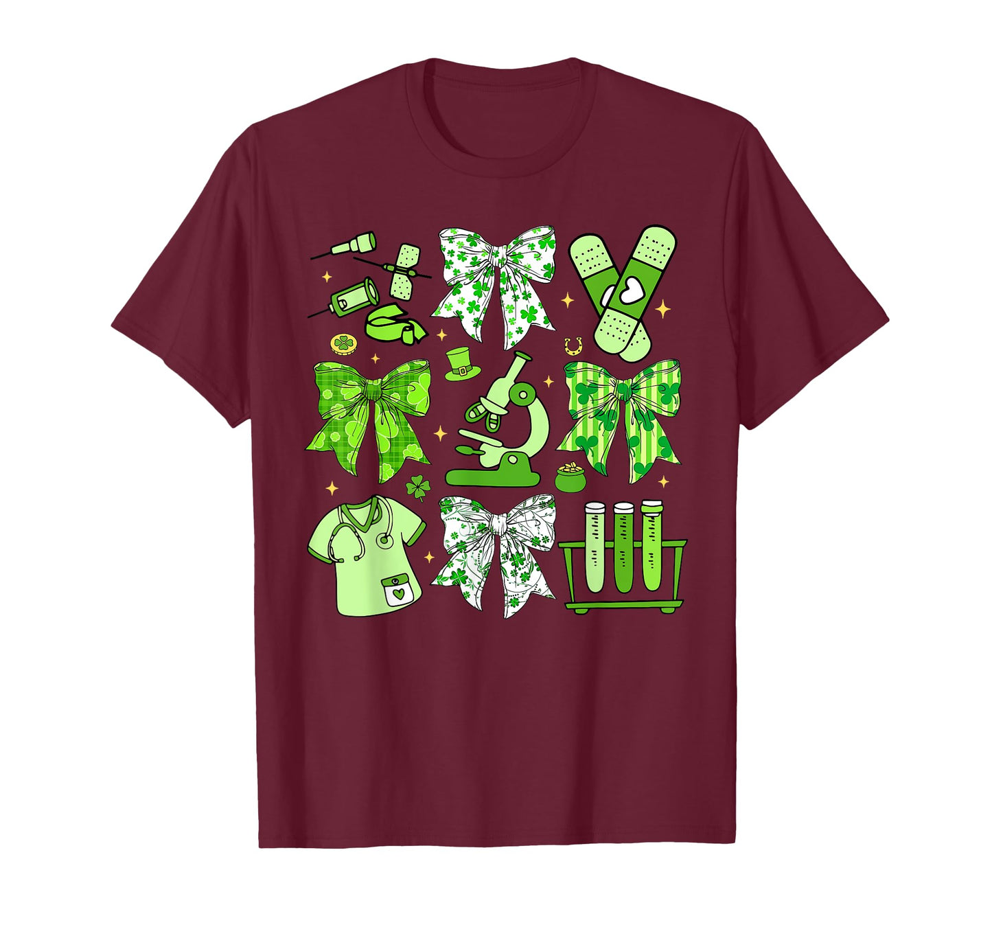 Coquette Bow Phlebotomy St. Patrick's Day Phlebotomist Tech Unisex-Adults Black Small Short Sleeve T-Shirt