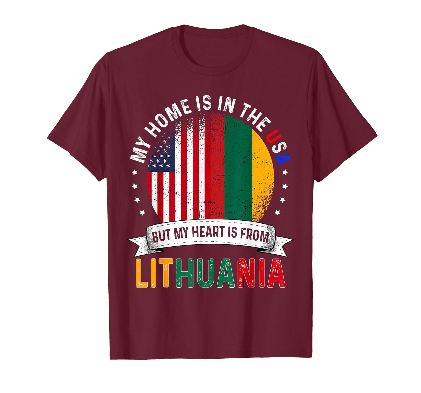 Lithuanian American Patriot Heart is from Lithuania Flag T-Shirt