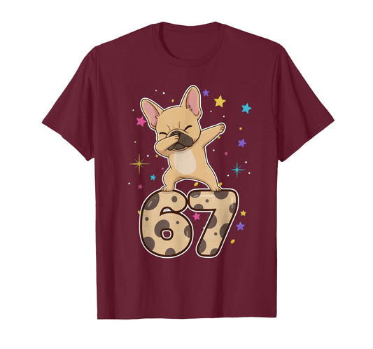 Dabbing 67 French Bulldog 67 Dog Funny Six Seven Meme Cute T-Shirt