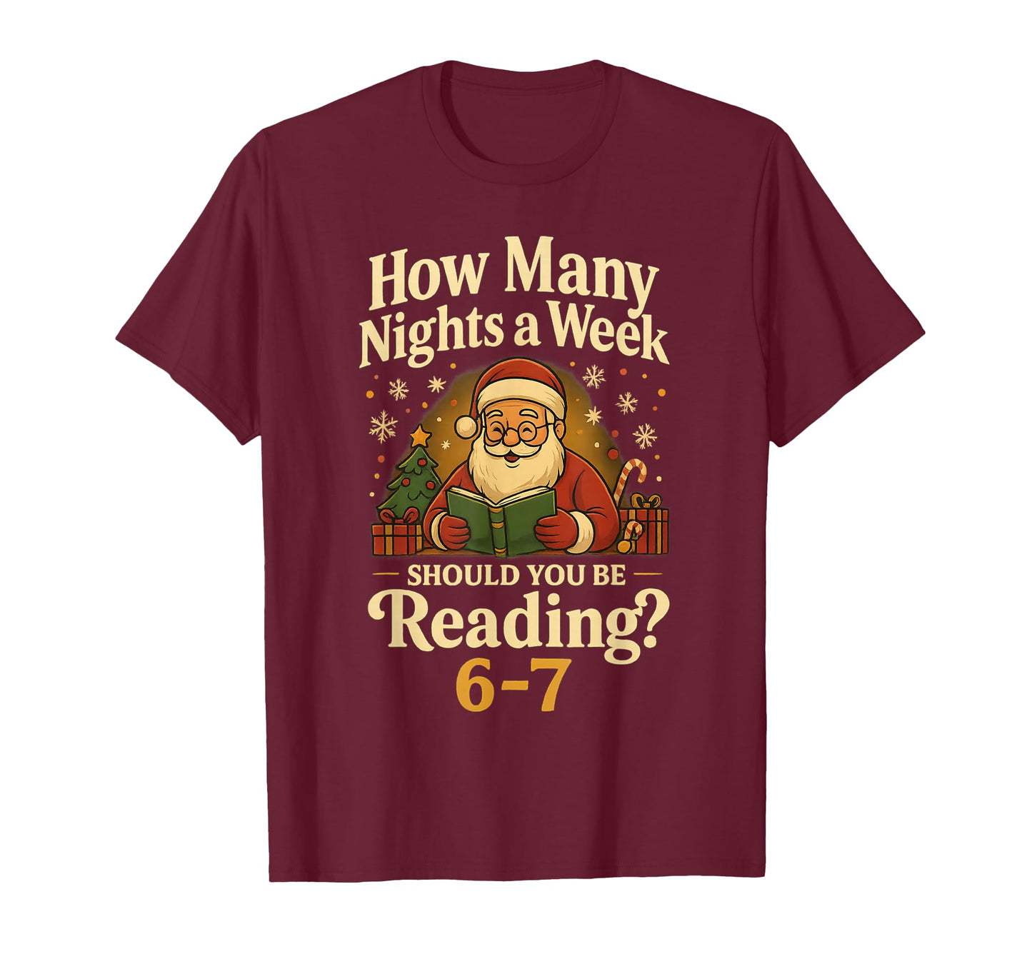 Funny Santa Reading 67 Meme Tee Christmas Teacher Book Lover T-Shirt