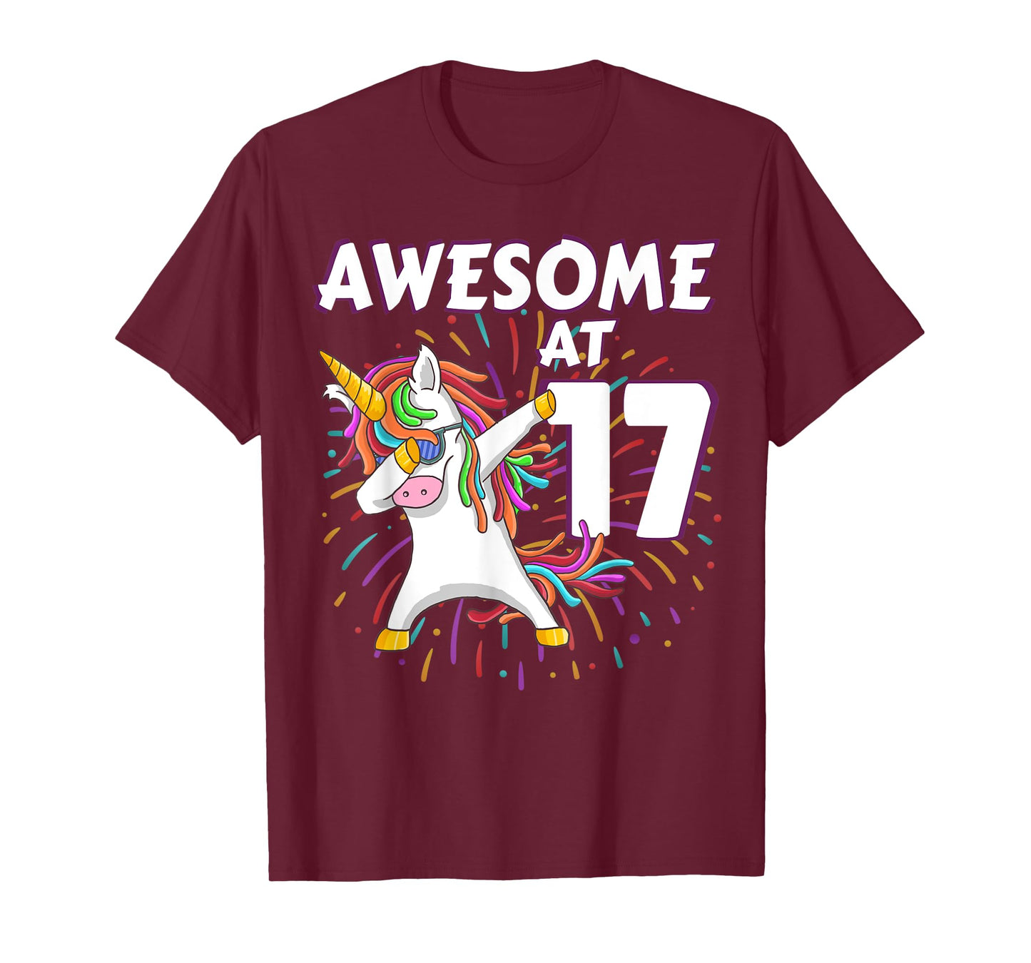 Unicorn Dabbing 17th Birthday Shirt for 17 Year Old Teenager T-Shirt