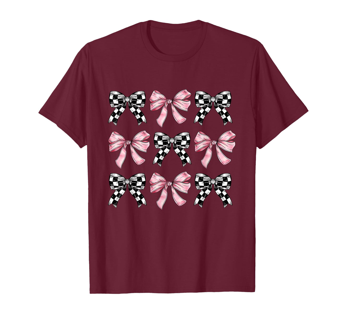 Pink Bows Cute Coquette Checkered Bow y2k Girl Aesthetic T-Shirt