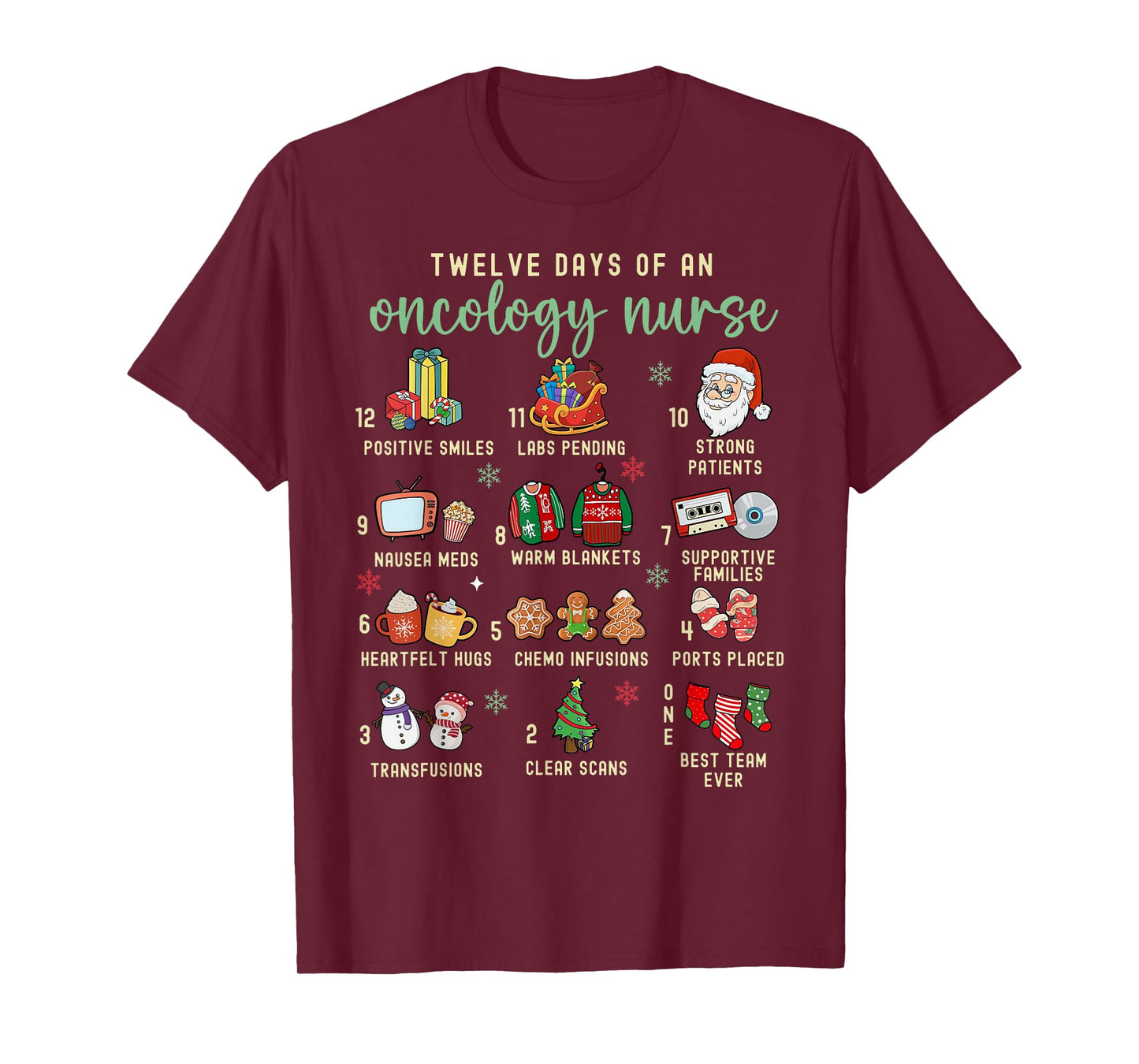 Christmas Oncology Rn Nurse 12 Days Of An Oncology Nurse T-Shirt