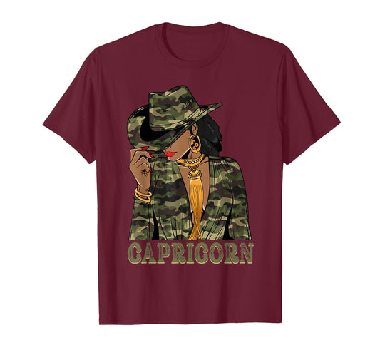 Capricorn Western Black Cowgirl Camo Camoflauge Zodiac T-Shirt