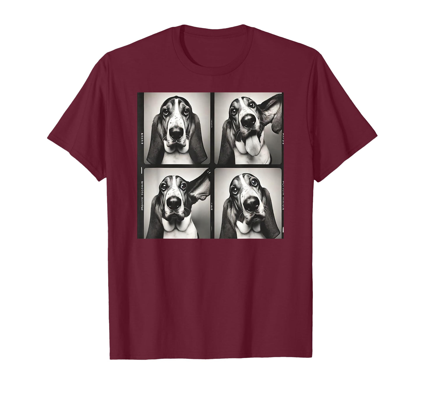 Retro Dog Basset Hound Photobooth Selfie Photostrip Dog Mom T-Shirt